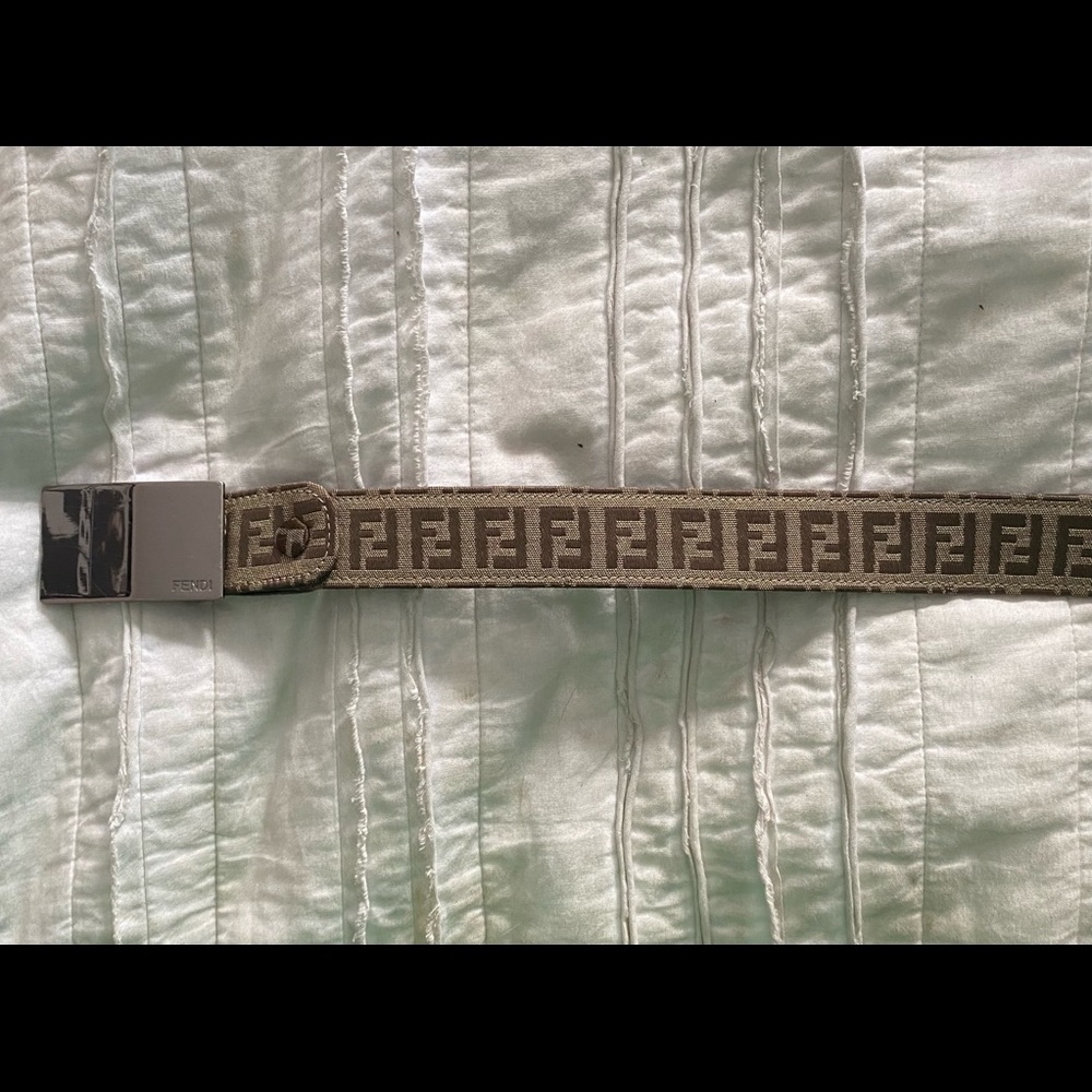 Fendi Zucca Monogram Silver Plaque FF Belt - Picture 3 of 6